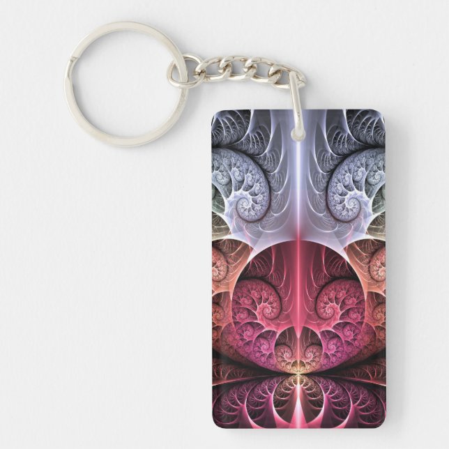 Heartbeat, Abstract Surreal Fantasy Fractal Art Key Ring (Front)