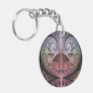 Heartbeat, Abstract Surreal Fantasy Fractal Art Key Ring