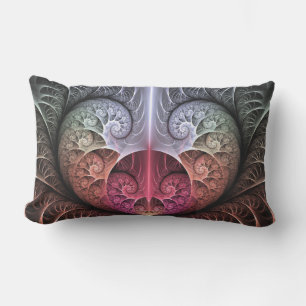 Heartbeat, Abstract Surreal Fantasy Fractal Art Lumbar Cushion