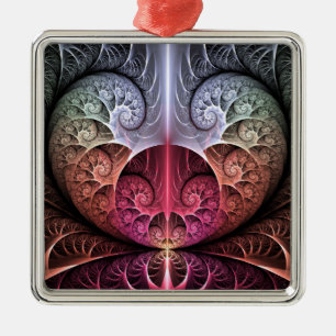 Heartbeat, Abstract Surreal Fantasy Fractal Art Metal Tree Decoration
