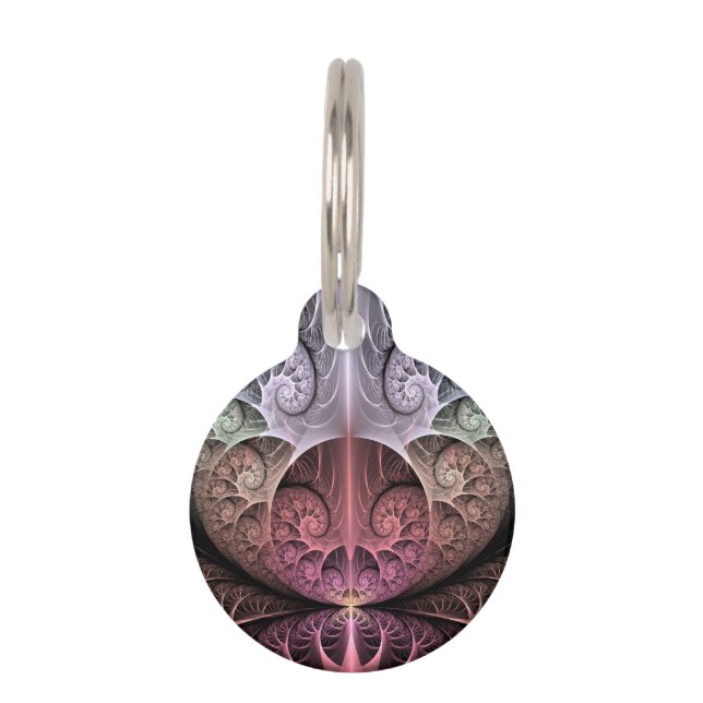 Heartbeat, Abstract Surreal Fantasy Fractal Art Pet Tag (Front)