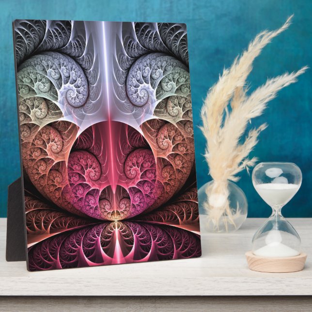 Heartbeat, Abstract Surreal Fantasy Fractal Art Plaque (Side)