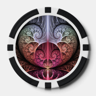 Heartbeat, Abstract Surreal Fantasy Fractal Art Poker Chips