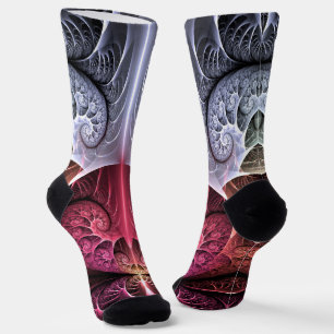 Heartbeat, Abstract Surreal Fantasy Fractal Art Socks