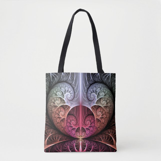 Heartbeat, Abstract Surreal Fantasy Fractal Art Tote Bag (Front)