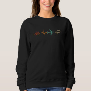 Heartbeat Aeroplane Flight Attendant Pilot Vintage Sweatshirt