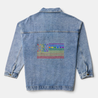 Heartbeat American Lgbt Flag Gay Patriotics Pride  Denim Jacket