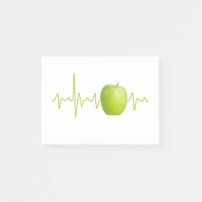 Heartbeat apple gift for the healthy people post-it notes (Front)