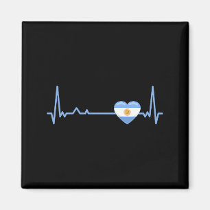 Heartbeat Argentina Flag Soccer Fan T Shirt Magnet