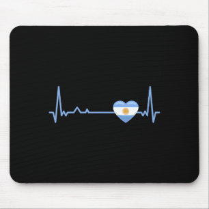 Heartbeat Argentina Flag Soccer Fan T Shirt Mouse Pad