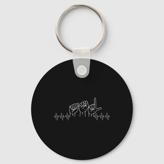 Heartbeat ASL Design For ASL Lover Deaf Day Awaren Key Ring (Front)