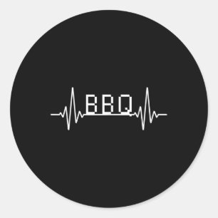 Heartbeat Bbq Grill Masters Gift Bbq Themed Heartb Classic Round Sticker