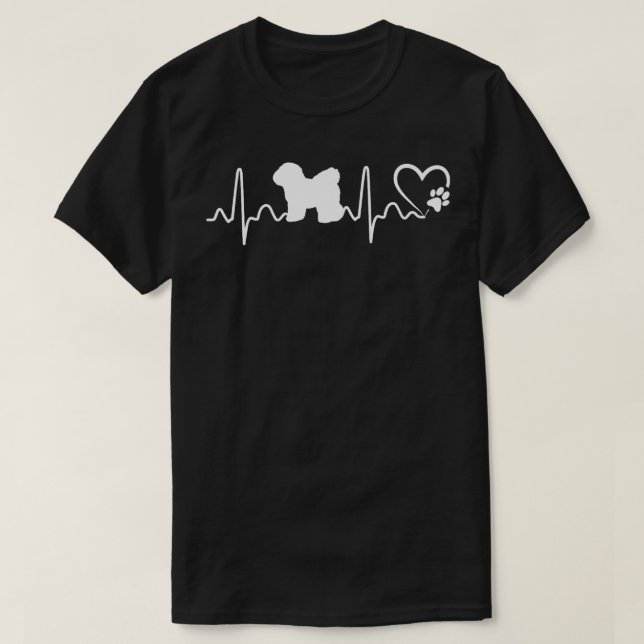 Heartbeat Bichon Frise Dog Animal Rescue Lifeline  T-Shirt (Design Front)