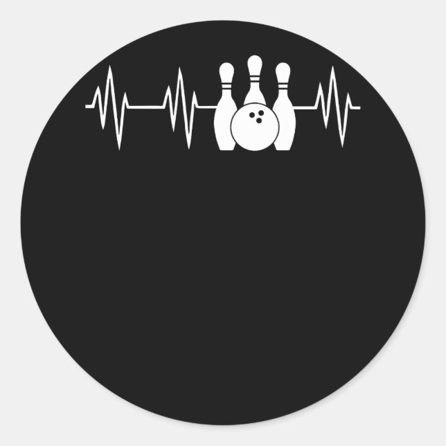 Heartbeat Bowling Heart Bowling Pin and Ball Classic Round Sticker (Front)