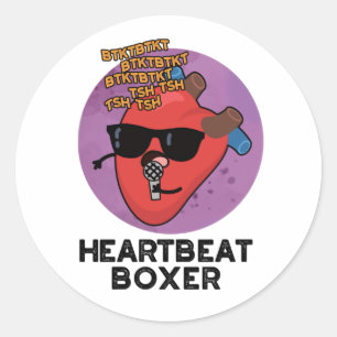 Heartbeat Boxer Funny Music Heart Pun  Classic Round Sticker