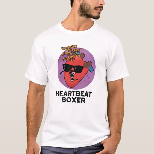 Heartbeat Boxer Funny Music Heart Pun  T-Shirt (Front)