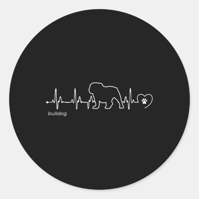 Heartbeat - Bulldog  Classic Round Sticker (Front)