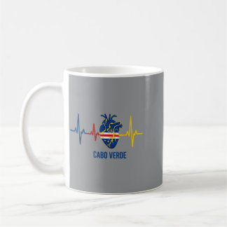 Heartbeat Cabo Verde Flag Heart Cape Verde Island Coffee Mug