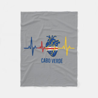 Heartbeat Cabo Verde Flag Heart Cape Verde Island Fleece Blanket