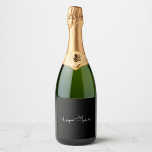 Heartbeat Cat Kitten Love Women's Girl's Gift Sparkling Wine Label