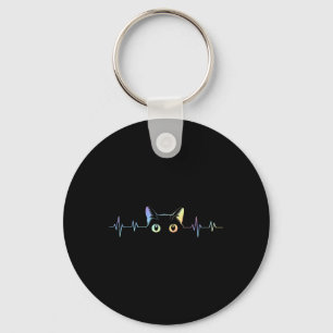 Heartbeat Cat Lover Animal Silhouette Cute Cat  Key Ring