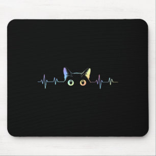 Heartbeat Cat Lover Animal Silhouette Cute Cat  Mouse Pad