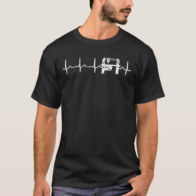 Heartbeat CNC Machinist Programmer T-Shirt (Front)