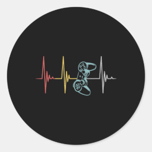 Heartbeat Controller For Nerd Multiplayer Gaming Classic Round Sticker