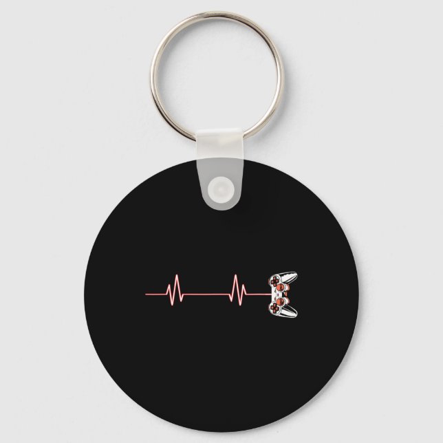 Heartbeat Cool Video Game Controller For Nerdy Gam Key Ring (Front)