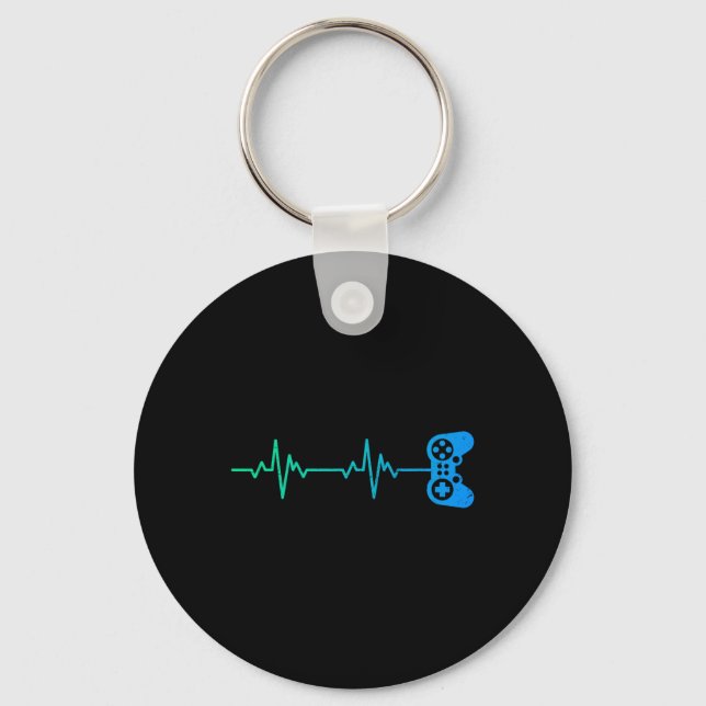 Heartbeat Cool Video Game Controller For Nerdy Gam Key Ring (Front)