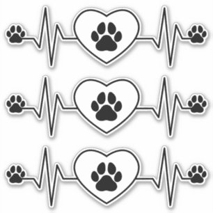 Heartbeat Dog and Heart Cling and Sticker
