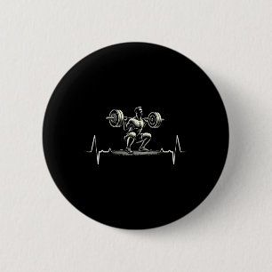 Heartbeat Ecg Bodybuilder Weightlifting Weightlift 6 Cm Round Badge