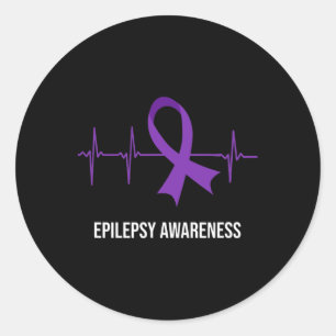 Heartbeat Ecg Design Epilepsy Awareness Classic Round Sticker