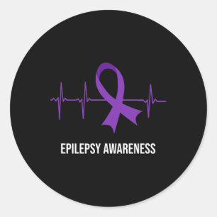 Heartbeat ECG Design Epilepsy Awareness  Classic Round Sticker