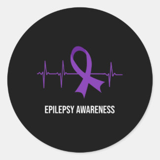 Heartbeat ECG Design Epilepsy Awareness  Classic Round Sticker