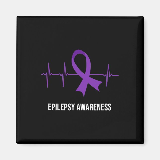 Heartbeat Ecg Design Epilepsy Awareness  Magnet (Front)