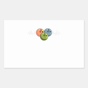 heartbeat ekg heart pin bowler bowling rectangular sticker