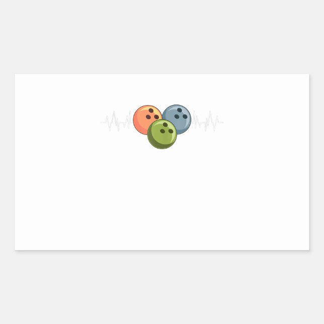 heartbeat ekg heart pin bowler bowling rectangular sticker (Front)