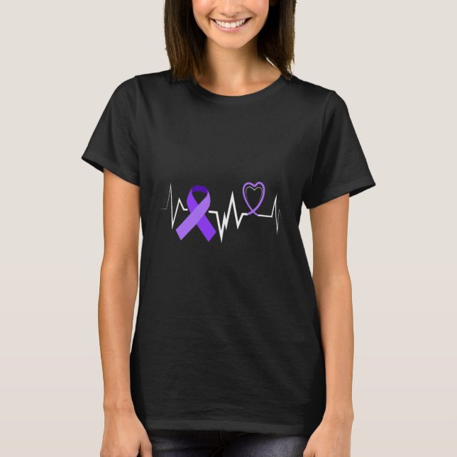 Heartbeat Epilepsy Ribbon Epilepsy Disorder Awaren T-Shirt (Front)