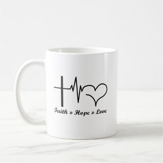 Heartbeat Faith Hope Love Christian and Catholic Coffee Mug