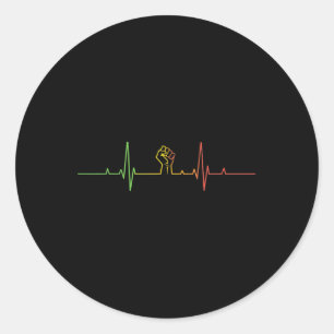 Heartbeat Fist Black History Month African America Classic Round Sticker