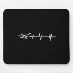 Heartbeat Flying Plane Pulse Line Retro Prop Aircr Mouse Pad