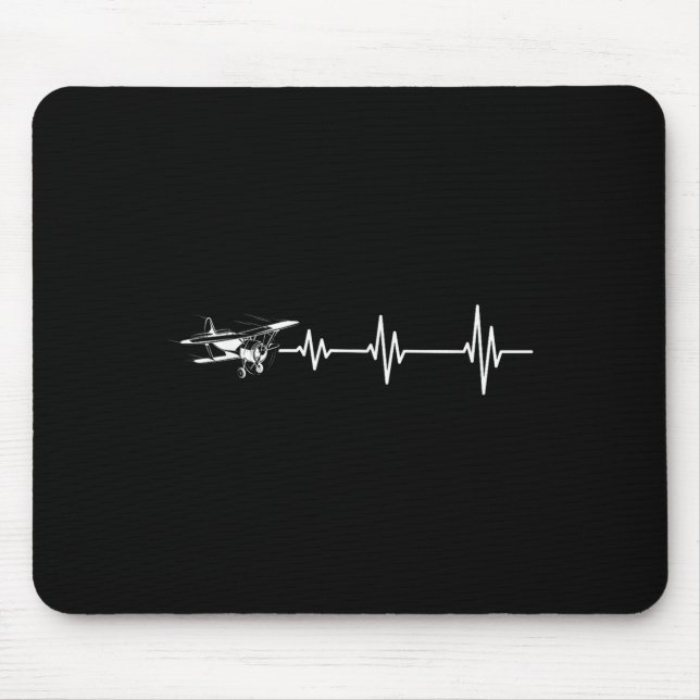Heartbeat Flying Plane Pulse Line Retro Prop Aircr Mouse Pad (Front)