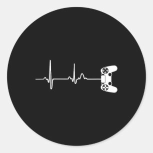 Heartbeat For Video Game Players Classic Round Sticker