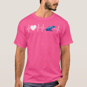 Heartbeat Frog I Love Frogs Blue Poison Dart Frog T-Shirt