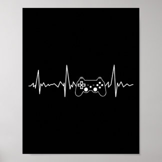 Heartbeat Funny Video Game Gift Boys Men Gamer Poster