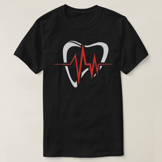 heartbeat Geek Dental Assistant Dentist Gear Denta T-Shirt (Design Front)