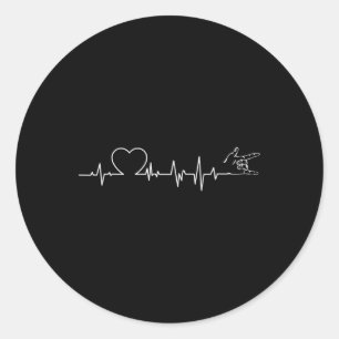 Heartbeat Hand Sign Language Hearing Loss Awarenes Classic Round Sticker