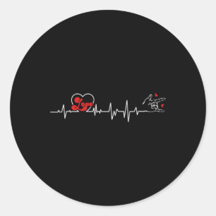 Heartbeat Hand Sign Language Hearing Loss Awarenes Classic Round Sticker