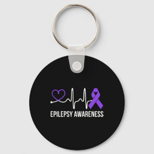 Heartbeat Heart Epilepsy Awareness Epileptic Purpl Key Ring